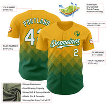 Загрузить изображение в средство просмотра галереи, Custom Gold White-Kelly Green 3D Gradient Square Shape Authentic Baseball Jersey
