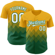 Загрузить изображение в средство просмотра галереи, Custom Gold White-Kelly Green 3D Gradient Square Shape Authentic Baseball Jersey
