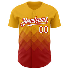 Загрузить изображение в средство просмотра галереи, Custom Gold White-Red 3D Gradient Square Shape Authentic Baseball Jersey
