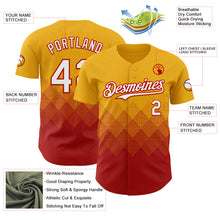 Загрузить изображение в средство просмотра галереи, Custom Gold White-Red 3D Gradient Square Shape Authentic Baseball Jersey
