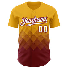 Charger l&#39;image dans la galerie, Custom Gold White-Crimson 3D Gradient Square Shape Authentic Baseball Jersey
