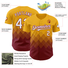 Charger l&#39;image dans la galerie, Custom Gold White-Crimson 3D Gradient Square Shape Authentic Baseball Jersey
