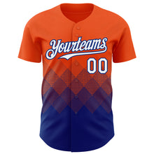 Загрузить изображение в средство просмотра галереи, Custom Orange White-Royal 3D Gradient Square Shape Authentic Baseball Jersey
