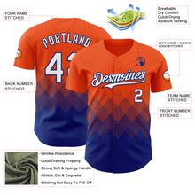 Загрузить изображение в средство просмотра галереи, Custom Orange White-Royal 3D Gradient Square Shape Authentic Baseball Jersey
