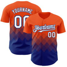 Загрузить изображение в средство просмотра галереи, Custom Orange White-Royal 3D Gradient Square Shape Authentic Baseball Jersey
