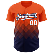 Charger l&#39;image dans la galerie, Custom Orange White-Navy 3D Gradient Square Shape Authentic Baseball Jersey
