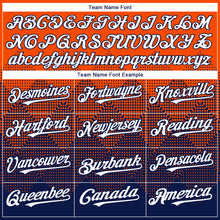 Charger l&#39;image dans la galerie, Custom Orange White-Navy 3D Gradient Square Shape Authentic Baseball Jersey
