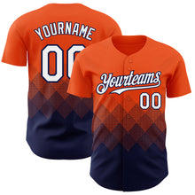 Charger l&#39;image dans la galerie, Custom Orange White-Navy 3D Gradient Square Shape Authentic Baseball Jersey
