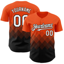 Laden Sie das Bild in den Galerie-Viewer, Custom Orange White-Black 3D Gradient Square Shape Authentic Baseball Jersey
