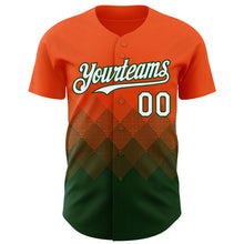 Загрузить изображение в средство просмотра галереи, Custom Orange White-Green 3D Gradient Square Shape Authentic Baseball Jersey
