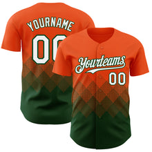 Загрузить изображение в средство просмотра галереи, Custom Orange White-Green 3D Gradient Square Shape Authentic Baseball Jersey
