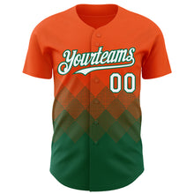Загрузить изображение в средство просмотра галереи, Custom Orange White-Kelly Green 3D Gradient Square Shape Authentic Baseball Jersey
