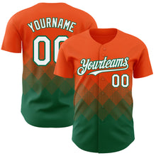 Загрузить изображение в средство просмотра галереи, Custom Orange White-Kelly Green 3D Gradient Square Shape Authentic Baseball Jersey
