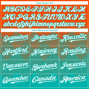 Custom Orange White-Aqua 3D Gradient Square Shape Authentic Baseball Jersey