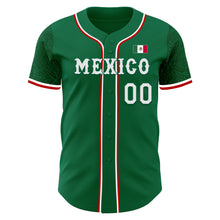 Загрузить изображение в средство просмотра галереи, Custom Kelly Green White-Red 3D Mexico Mexican Flag Authentic Baseball Jersey

