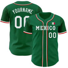 Загрузить изображение в средство просмотра галереи, Custom Kelly Green White-Red 3D Mexico Mexican Flag Authentic Baseball Jersey
