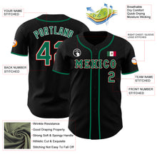 Загрузить изображение в средство просмотра галереи, Custom Black Kelly Green White-Red 3D Mexico Mexican Flag Authentic Baseball Jersey
