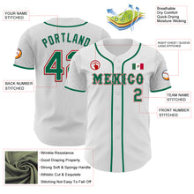 Загрузить изображение в средство просмотра галереи, Custom White Kelly Green-Red 3D Mexico Mexican Flag Authentic Baseball Jersey
