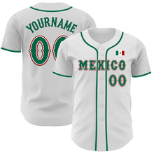 Load image into Gallery viewer, Custom White Kelly Green-Red 3D Mexico Mexican Flag Authentic Baseball Jersey
