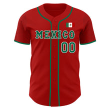Laden Sie das Bild in den Galerie-Viewer, Custom Red Kelly Green-White 3D Mexico Mexican Flag Authentic Baseball Jersey
