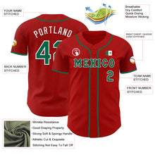 Laden Sie das Bild in den Galerie-Viewer, Custom Red Kelly Green-White 3D Mexico Mexican Flag Authentic Baseball Jersey
