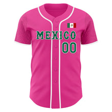 Загрузить изображение в средство просмотра галереи, Custom Pink Kelly Green-White 3D Mexico Mexican Flag Authentic Baseball Jersey
