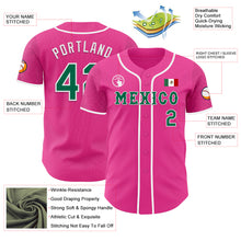 Загрузить изображение в средство просмотра галереи, Custom Pink Kelly Green-White 3D Mexico Mexican Flag Authentic Baseball Jersey
