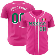 Загрузить изображение в средство просмотра галереи, Custom Pink Kelly Green-White 3D Mexico Mexican Flag Authentic Baseball Jersey
