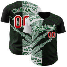 Загрузить изображение в средство просмотра галереи, Custom Black Red Green-White 3D Mexico Scratch Authentic Baseball Jersey
