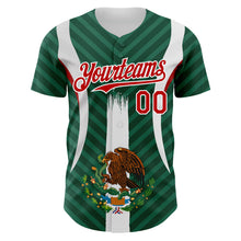 Загрузить изображение в средство просмотра галереи, Custom Green Red Kelly Green-White 3D Mexico Authentic Baseball Jersey
