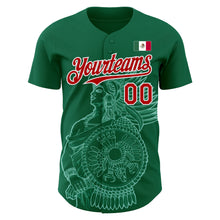 Загрузить изображение в средство просмотра галереи, Custom Kelly Green Red-White 3D Mexico Mexican Flag Authentic Baseball Jersey
