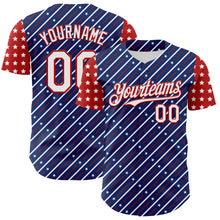Load image into Gallery viewer, Custom Royal White-Red 3D Patriotic American Flag Authentic Baseball Jersey
