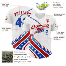 Laden Sie das Bild in den Galerie-Viewer, Custom White Thunder Blue-Red 3D Patriotic American Flag Authentic Baseball Jersey
