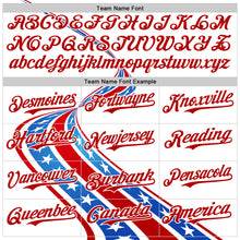 Laden Sie das Bild in den Galerie-Viewer, Custom White Thunder Blue-Red 3D Patriotic American Flag Authentic Baseball Jersey

