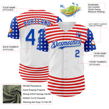Laden Sie das Bild in den Galerie-Viewer, Custom White Thunder Blue-Red 3D Patriotic American Flag Authentic Baseball Jersey
