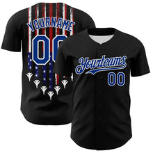 Load image into Gallery viewer, Custom Black Royal Red-White 3D Patriotic American Flag Authentic Baseball Jersey
