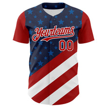 Charger l&#39;image dans la galerie, Custom Navy Red-White 3D Patriotic American Flag Authentic Baseball Jersey
