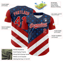 Charger l&#39;image dans la galerie, Custom Navy Red-White 3D Patriotic American Flag Authentic Baseball Jersey
