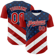 Charger l&#39;image dans la galerie, Custom Navy Red-White 3D Patriotic American Flag Authentic Baseball Jersey
