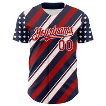 Laden Sie das Bild in den Galerie-Viewer, Custom Navy Red-White 3D Patriotic American Flag Authentic Baseball Jersey
