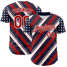 Laden Sie das Bild in den Galerie-Viewer, Custom Navy Red-White 3D Patriotic American Flag Authentic Baseball Jersey
