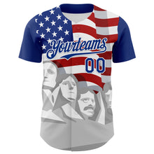 Load image into Gallery viewer, Custom Royal Red Gray-White 3D Patriotic American Flag And President&#39;s Day Authentic Baseball Jersey
