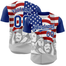 Load image into Gallery viewer, Custom Royal Red Gray-White 3D Patriotic American Flag And President&#39;s Day Authentic Baseball Jersey

