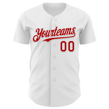 Custom White Red 3D Native American Skull Authentic Baseball Jersey