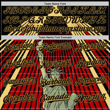 Загрузить изображение в средство просмотра галереи, Custom Black Red-Old Gold 3D Pattern Design Patriotic American Symbol Statue of Liberty Authentic Baseball Jersey
