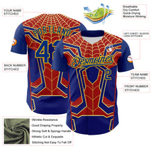 Загрузить изображение в средство просмотра галереи, Custom Royal Yellow 3D Pattern Design Superhero Spiderman Authentic Baseball Jersey
