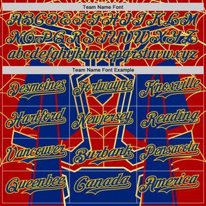 Custom Royal Yellow 3D Pattern Design Superhero Spiderman Authentic Baseball Jersey