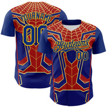 Загрузить изображение в средство просмотра галереи, Custom Royal Yellow 3D Pattern Design Superhero Spiderman Authentic Baseball Jersey
