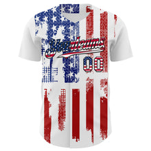 Laden Sie das Bild in den Galerie-Viewer, Custom White USA Flag Fire Red-Black 3D Patriotic Skull Authentic Baseball Jersey
