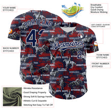 Загрузить изображение в средство просмотра галереи, Custom Navy White 3D Pattern Design Patriotic American Spirit Rodeo Cowboy Authentic Baseball Jersey
